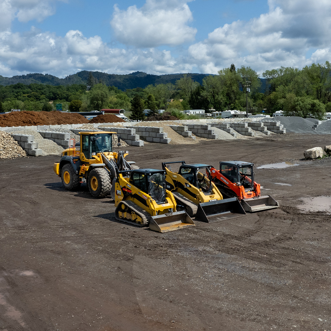 Based out of Ukiah, CA in Mendocino County, DenBeste Material Supply has been providing Northern California with landscape materials for over 30 years. Pictured are some of their heavy equipment on their supply yard.